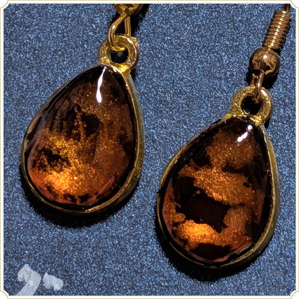 革レジン ピアス(オレンジモザイク)