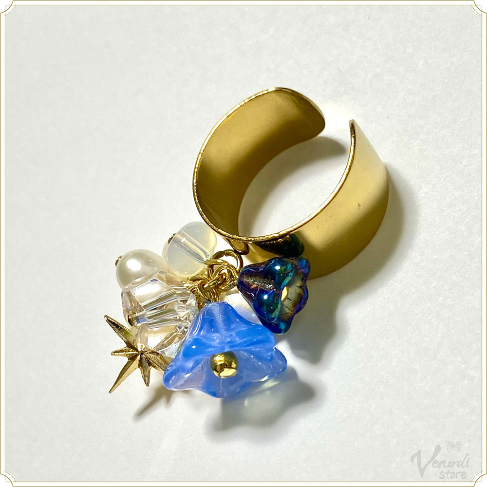 じゃらじゃらリング(ネオンブルーフラワー)