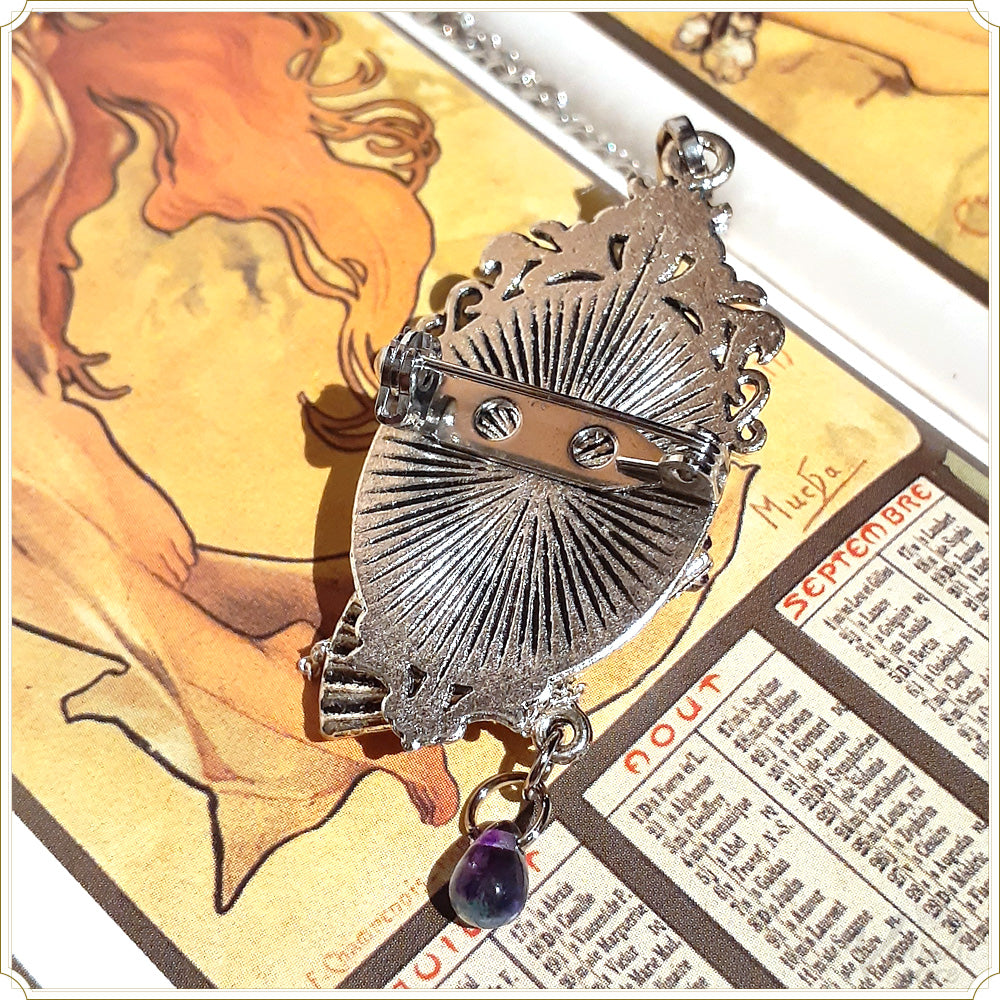 ゴシックブローチ&ネックレス(灰)