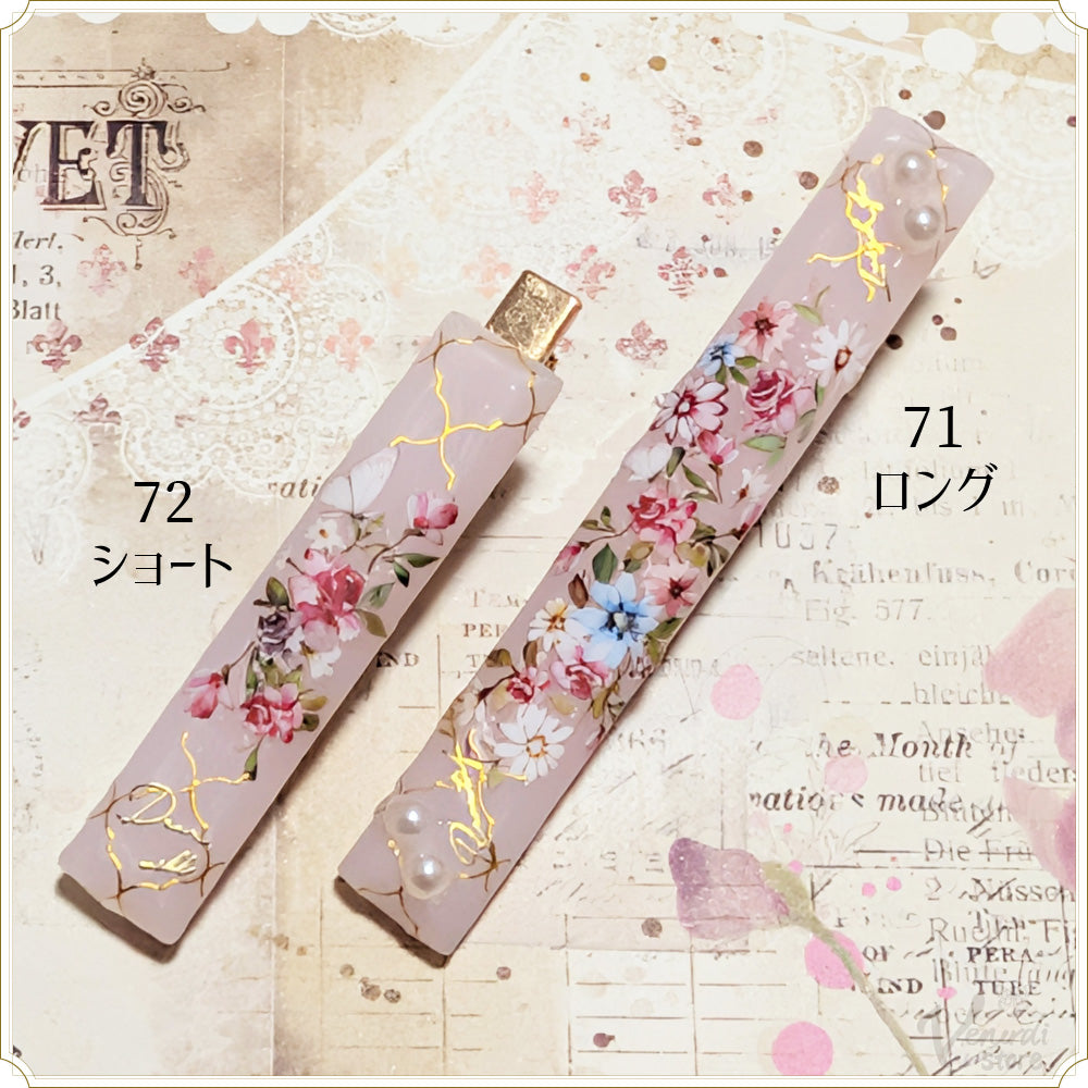 花柄ヘアクリップ(ピンク)