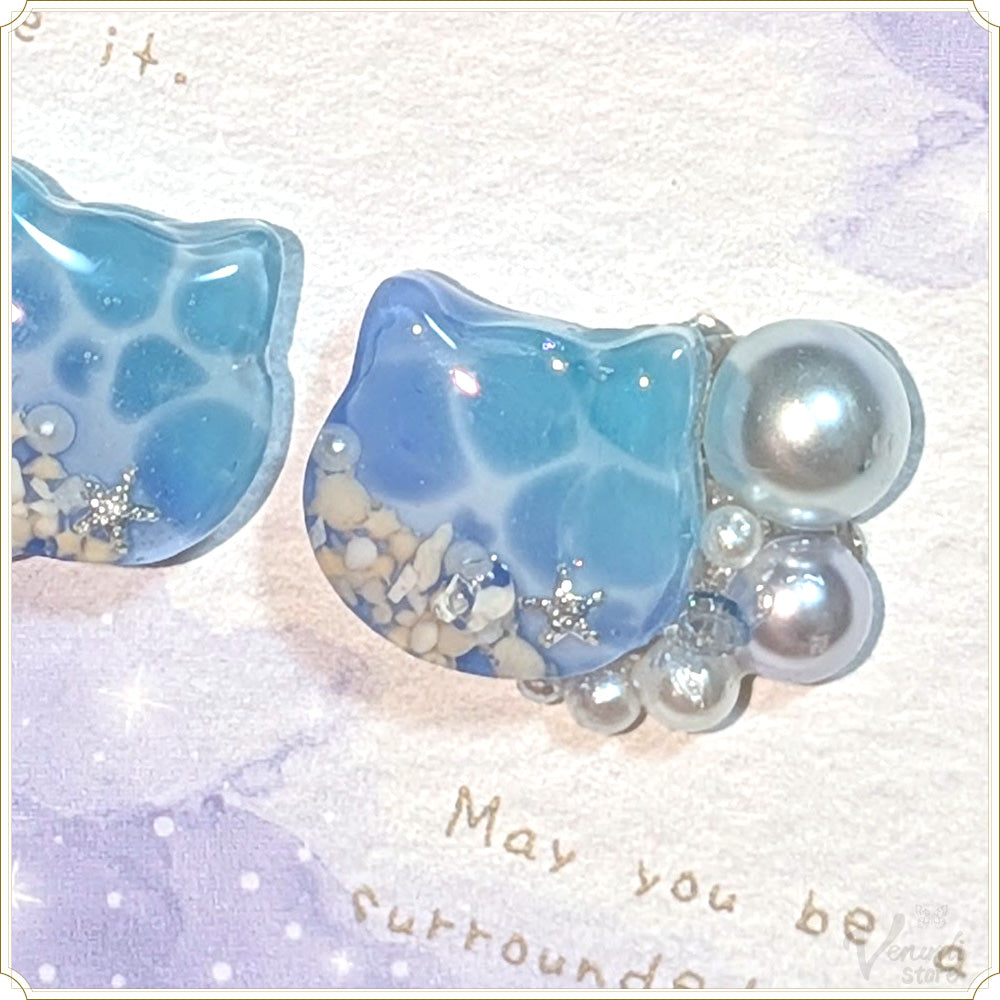 海ニャンピアス(水色)