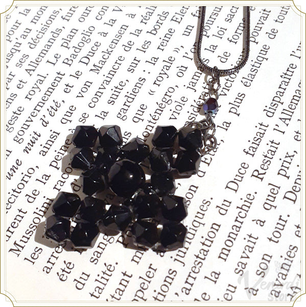 ビーズクロスペンダント シンプル Black