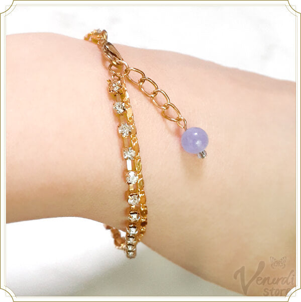 ラベンダー 天然石 キラキラブレスレット