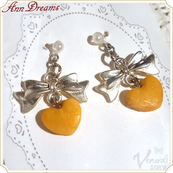 ハートクッキー ノンホールピアス(樹脂イヤリング)