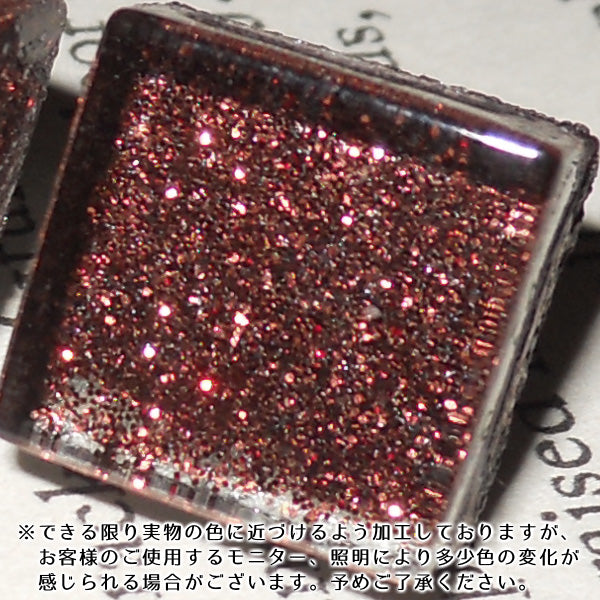 煌めくガラスタイルピアス オールドローズ
