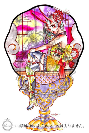 鬼と彼岸花簪のポストカード