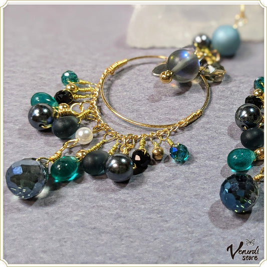 シャンデリアピアス　グリーン