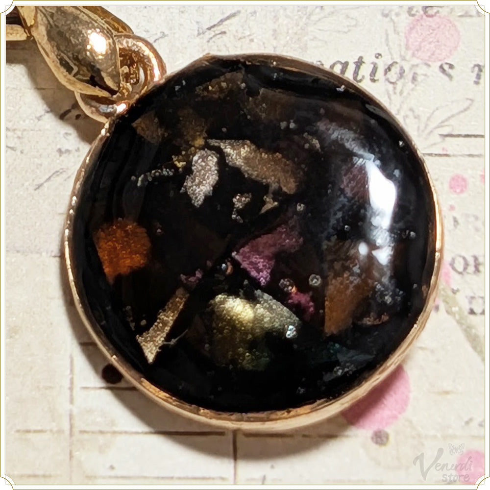 革レジン ネックレス（ブラックモザイク）