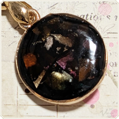 革レジン ネックレス（ブラックモザイク）