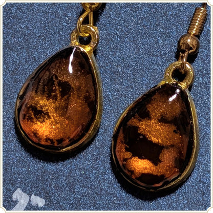 革レジン ピアス（オレンジモザイク）