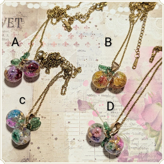 花チェリーネックレス