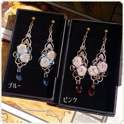 ブルーローズ イヤリング/フックピアス