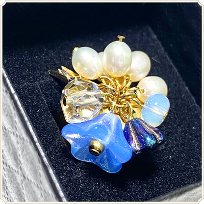 じゃらじゃらリング（ネオンブルーフラワー）