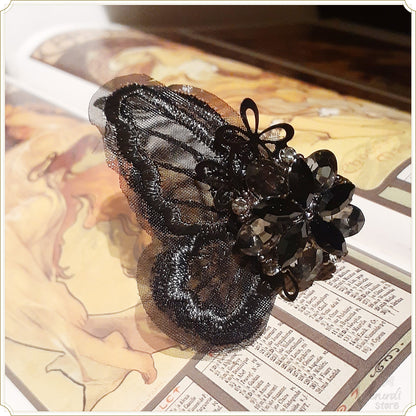 黒蝶と黒花のリング（フリーサイズ）