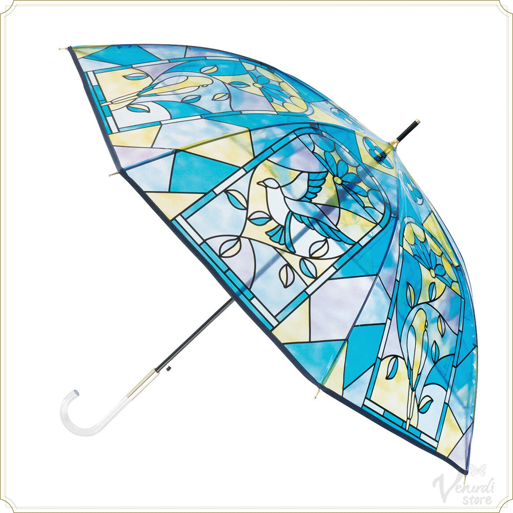 ビニール傘 ステンドグラス柄　青い鳥