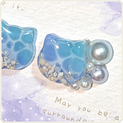 海ニャンピアス（水色）