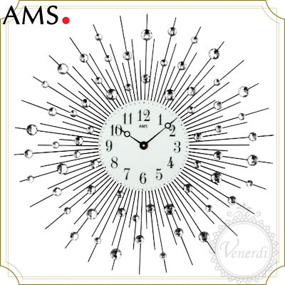 AMSガラスストーン付きアイアン掛け時計