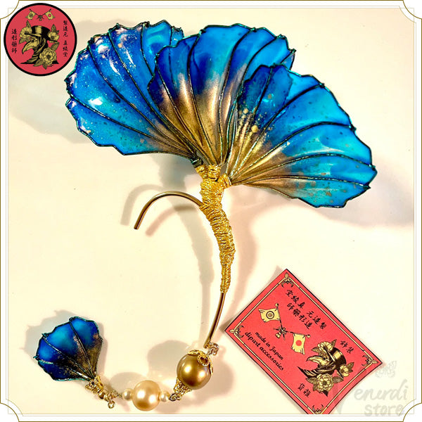 蒼魚の耳飾り（イヤーフック・ディップアート）