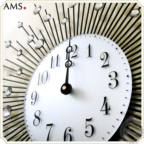 AMSガラスストーン付きアイアン掛け時計