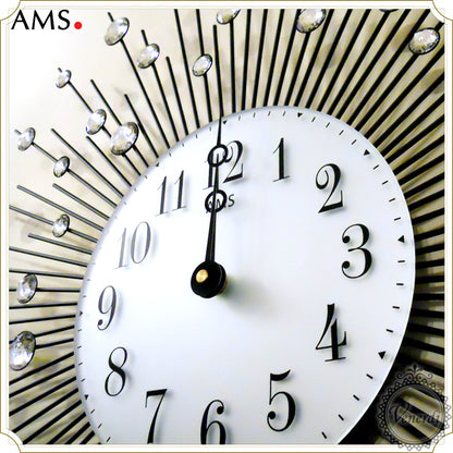 AMSガラスストーン付きアイアン掛け時計