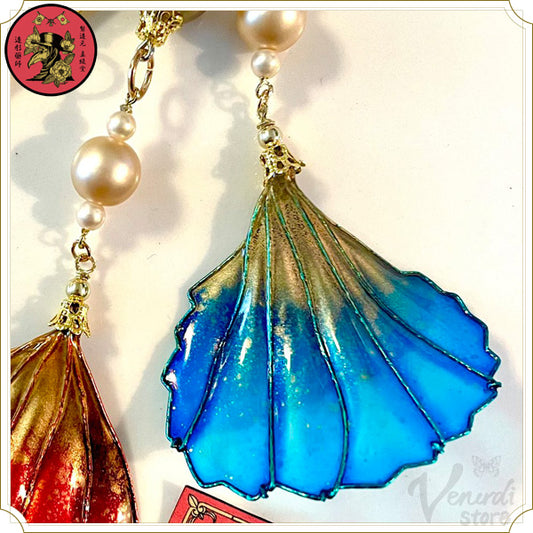 金魚尾のかんざし（蒼・扇）（一本挿し・ディップアート）