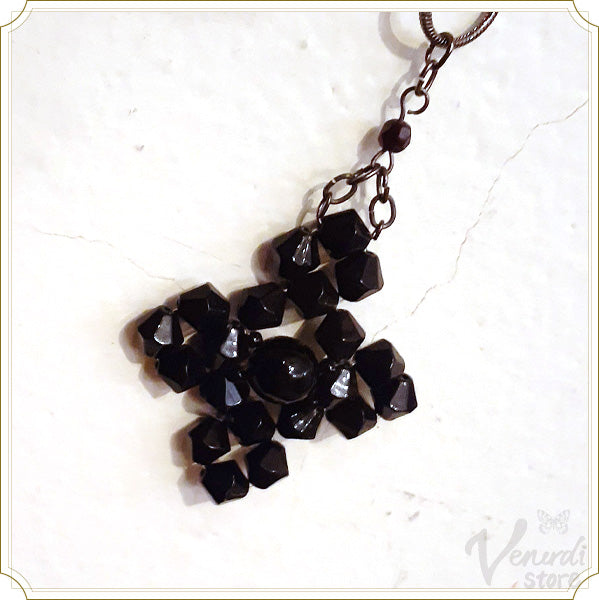 ビーズクロスペンダント シンプル Black