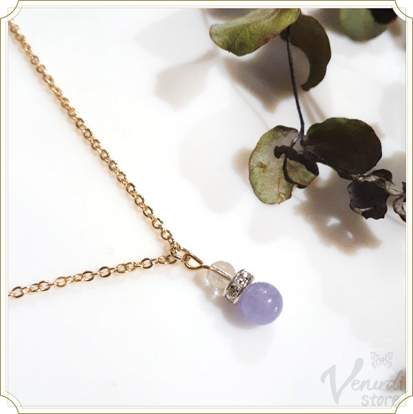 ラベンダー×水晶 プチネックレス