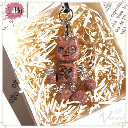 スチパンロボNO.030「スン…(・-・)」スチームパンク×オーブン陶土キーホルダー