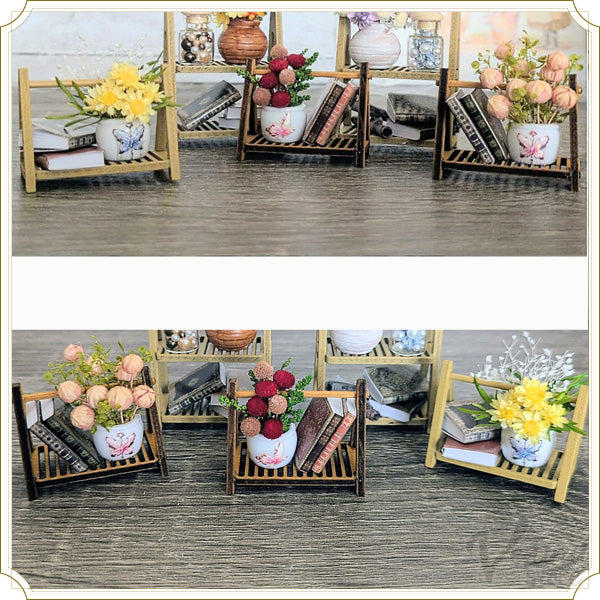 木製フラワーラックと本の虫（一段）