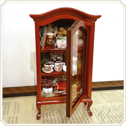 大型木製キャビネット（レッドカラー）ワンドア