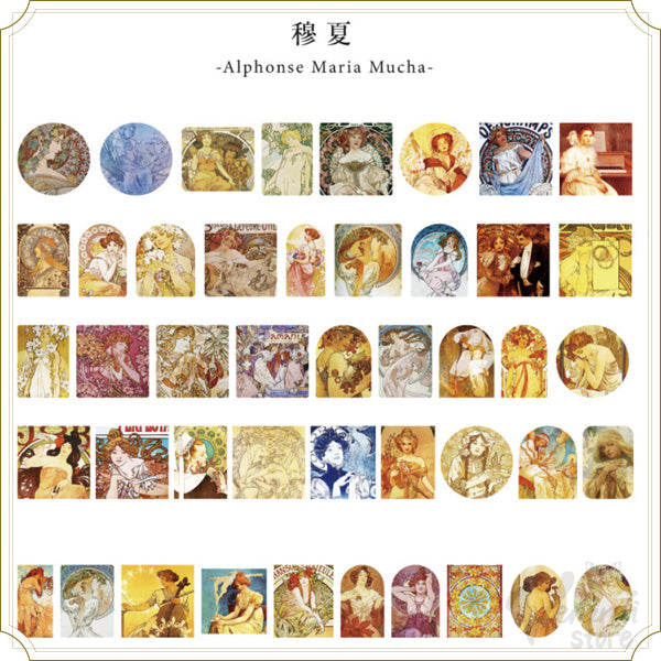 ミュシャ ステッカーセット 絵画ボックス 45枚入り