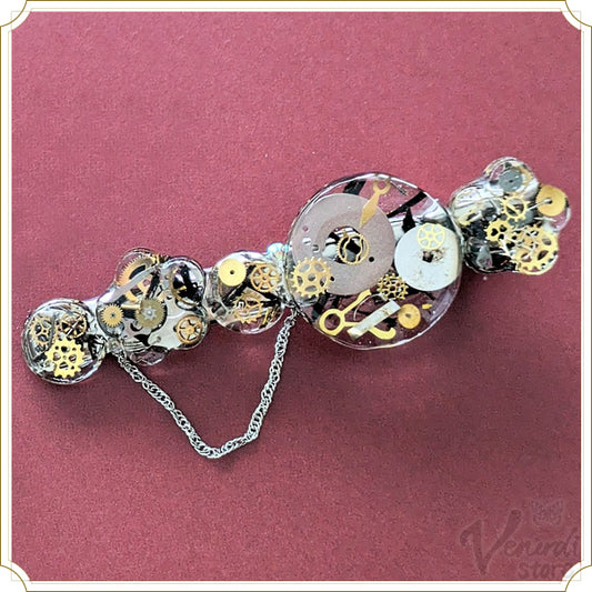 スチームパンク ヘアクリップ「花筏」