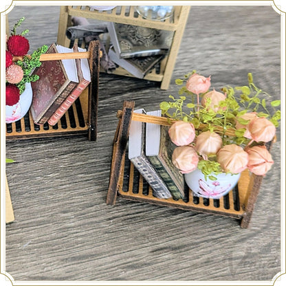 木製フラワーラックと本の虫（一段）