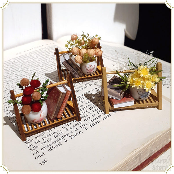 木製フラワーラックと本の虫（一段）
