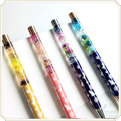 本物のお花入り　レジンボールペン　猫柄