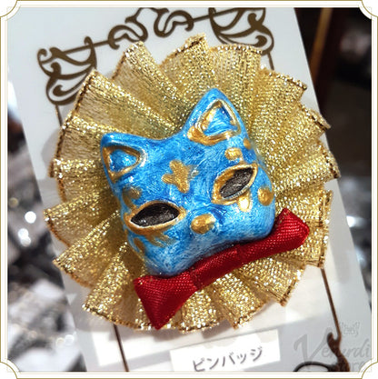 ネコ面ピンバッジ