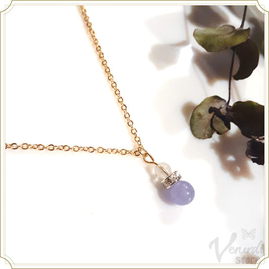 ラベンダー×水晶 プチネックレス