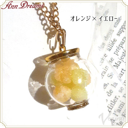 ミニシュガーポットネックレス パープル・淡ピンク×ホワイト・オレンジ×イエロー