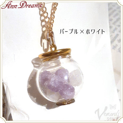 ミニシュガーポットネックレス パープル・淡ピンク×ホワイト・オレンジ×イエロー