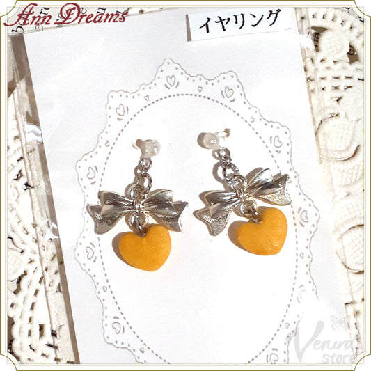 ハートクッキー ノンホールピアス(樹脂イヤリング)