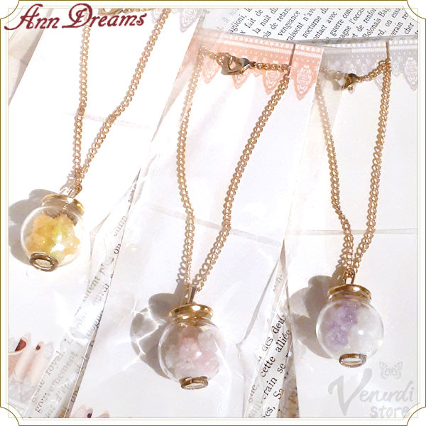 ミニシュガーポットネックレス パープル・淡ピンク×ホワイト・オレンジ×イエロー