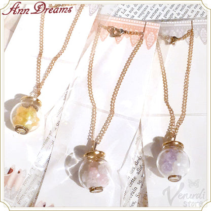 ミニシュガーポットネックレス パープル・淡ピンク×ホワイト・オレンジ×イエロー