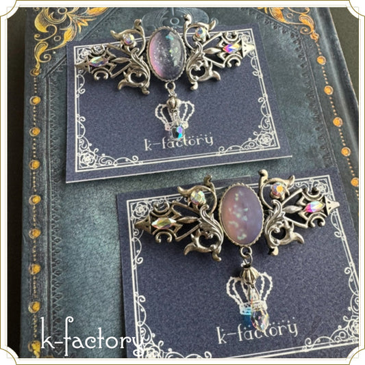 ミスティムーンアラベスクブローチ（紫）/ルミナスムーンアラベスクのブローチ（緑）