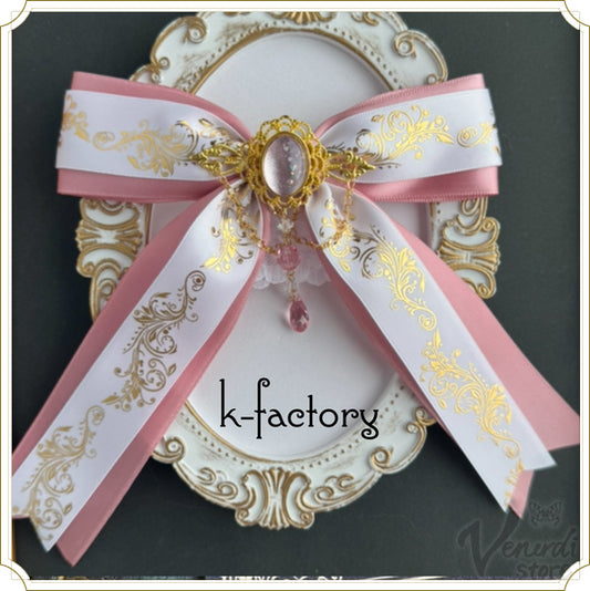 魔法石のリボンブローチ（ブロッサム・白桃）