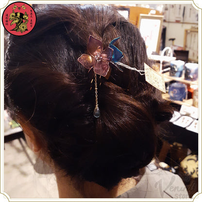 金魚屋さんと金魚姫：しずく紫陽花のU字かんざし