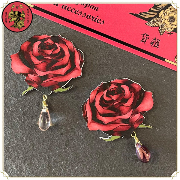 黒薔薇と魔女：染前の黒薔薇ブローチ クリア