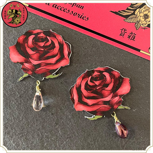 黒薔薇と魔女：染前の黒薔薇ブローチ クリア