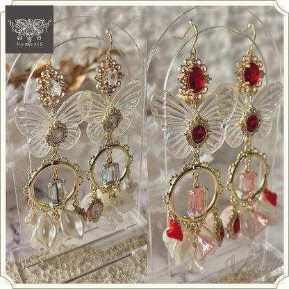 Butterflies in my stomach～ホワイト/レッド～（ピアス＆イヤリング,ニッケルフリー）