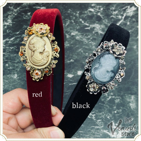Domina handband red black ヘアバンド カメオ カチューシャ ゴシック