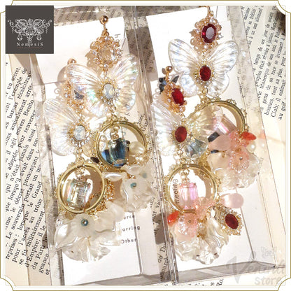 Butterflies in my stomach～ホワイト/レッド～（ピアス＆イヤリング,ニッケルフリー）